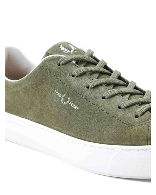 Fred Perry Green Logo-Print Sneakers for men