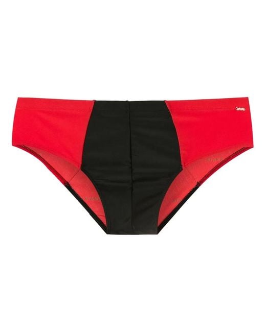 Amir Slama Red Two-Tone Swim Trunks for men