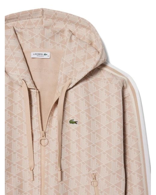 Lacoste Natural Hoodie À Motif Monogrammé