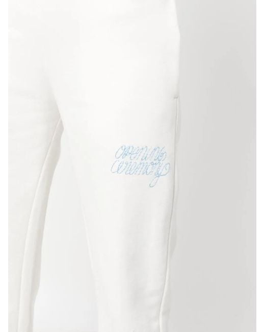 Opening Ceremony White Embroidered-Logo Slim Track Pants