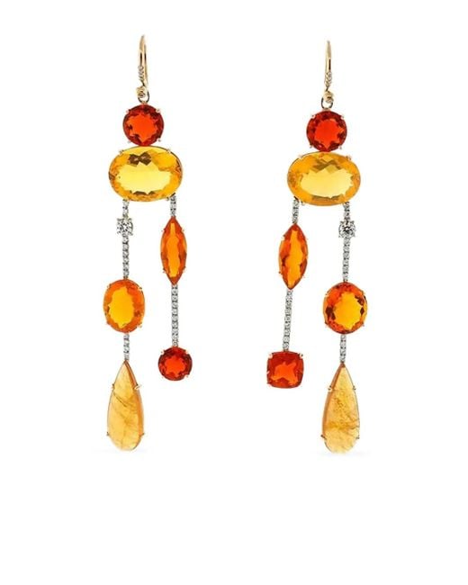 Irene Neuwirth Brown 18K Rose And Diamond Drop Earrings