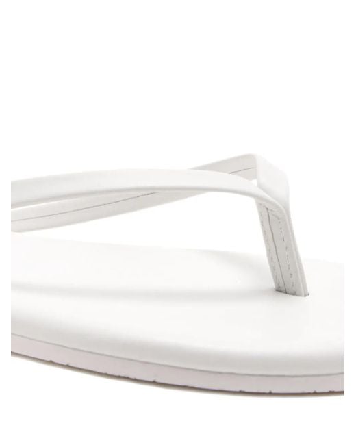 TKEES White Leather Flat Sandals