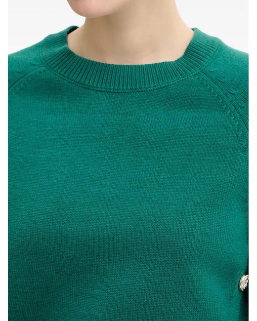 Morgan Green Maxi Button-Embellished Raglan-Sleeve Sweater