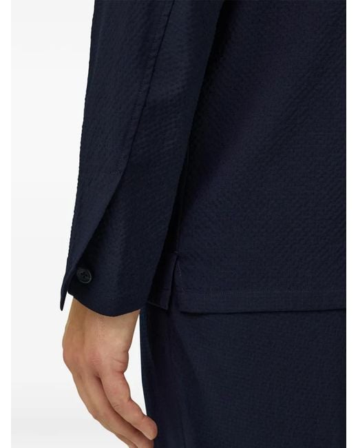 Boggi Blue Patch Pockets Wool Shirt Jacket for men