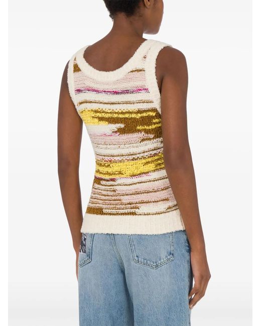 Moschino Yellow Logo-Patch Knitted Top