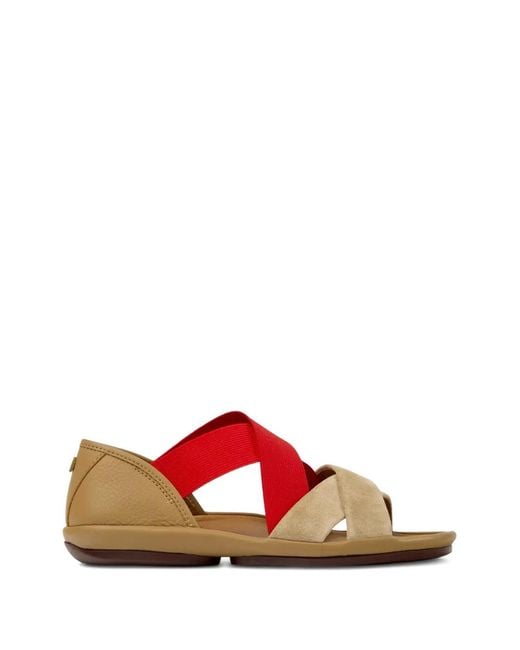 Camper Red Twins Crossover Strap Sandals
