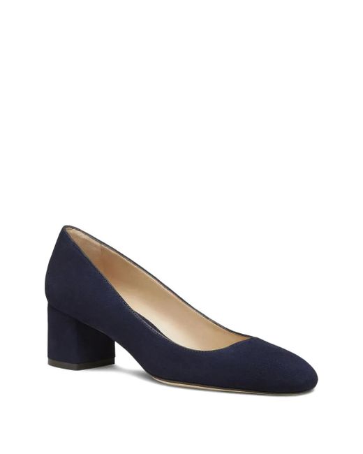 Stuart Weitzman Blue Block-Heel Suede Sandals