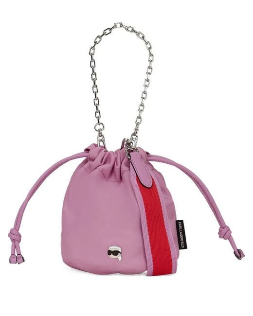 Karl Lagerfeld Pink Small Ikon Bucket Bag