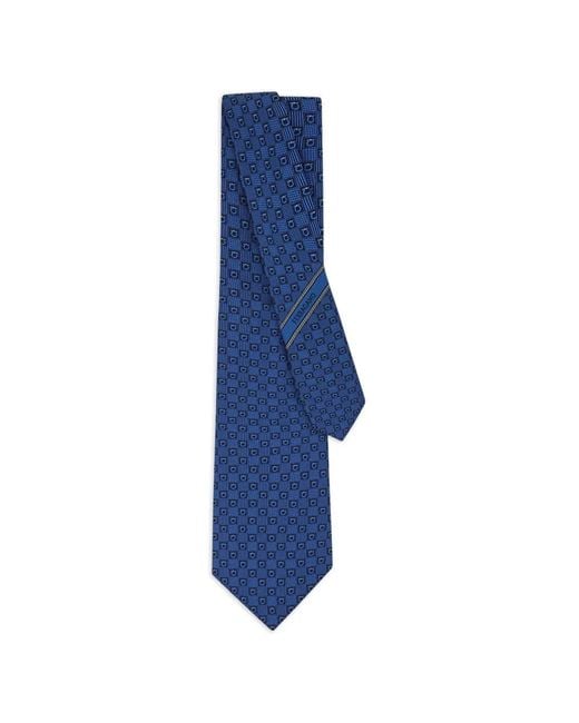Ferragamo Blue Gancini Silk Jacquard Tie for men
