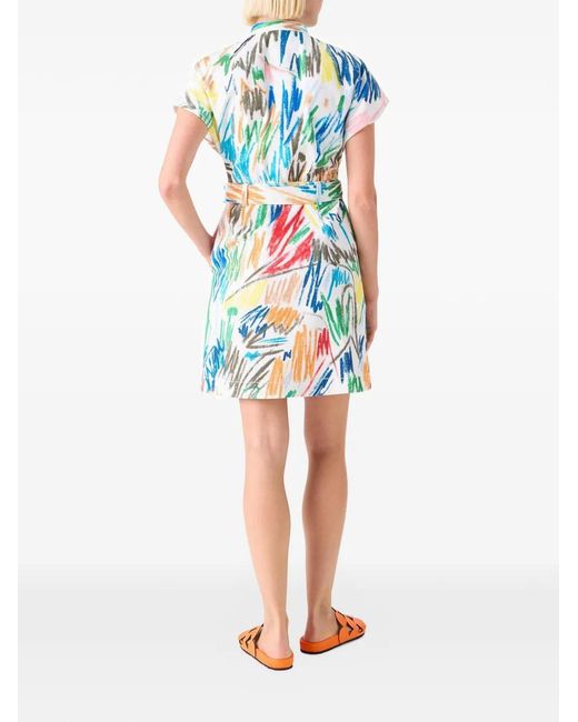 Akris Punto White Printed Belted Mini Dress