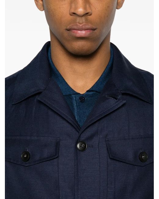 Canali Blue Veste Zippée À Design Multi-Poches for men