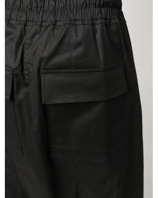Rick Owens Black Drawstring Drop-Crotch Shorts for men