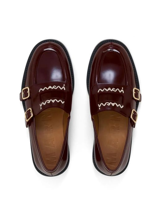 Marni Brown Leather Bambi 3.0 Loafers With Double Buckle