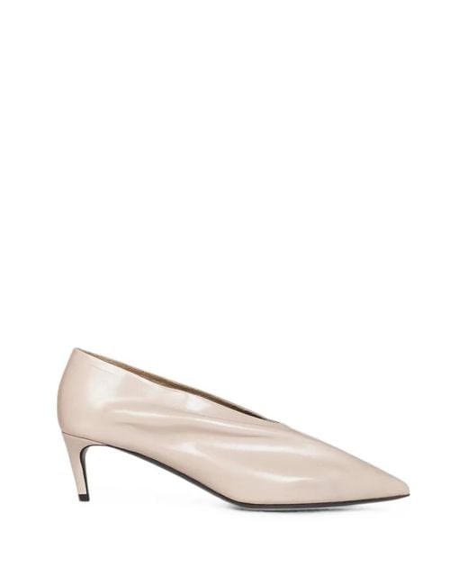 Khaite Natural Pleated Pointed-Toe Pumps