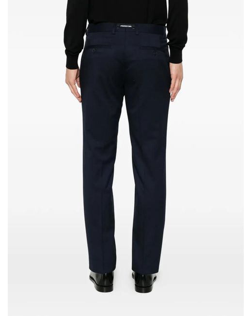 Karl Lagerfeld Blue Pressed-Crease Tailored Trousers for men