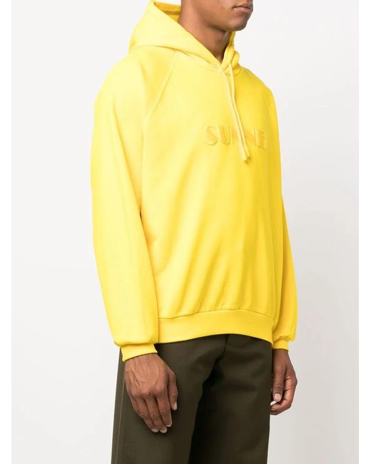 Sunnei Yellow Logo Drawstring Hoodie for men
