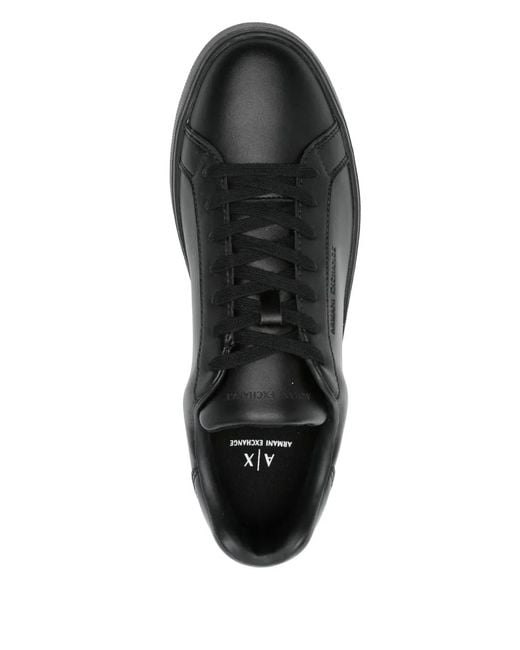 ARMANI EXCHANGE Black Leather Sneakers for men
