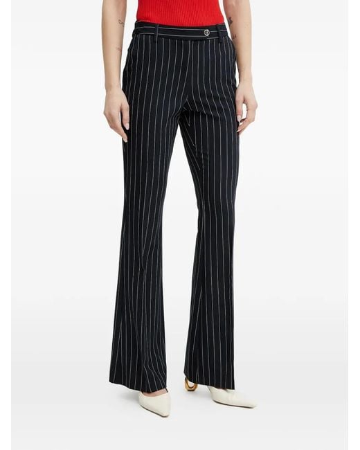 Fracomina Blue Pinstripe Embellished Trousers
