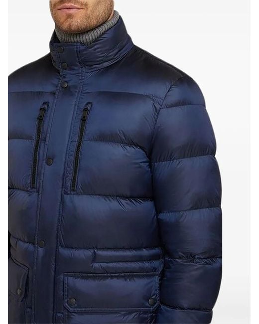 Geox Blue Quilted Hooded Jacket for men