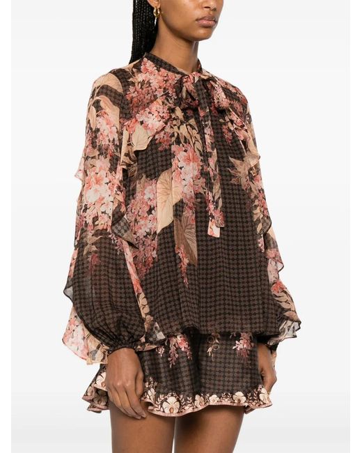 Zimmermann Brown Printed Blouse