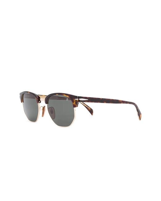 David Beckham Brown Tortoiseshell Half-Frame Sunglasses for men