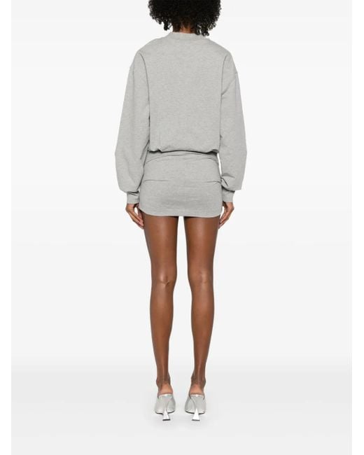 The Attico Gray Cotton Short Dress With A Crew Neck