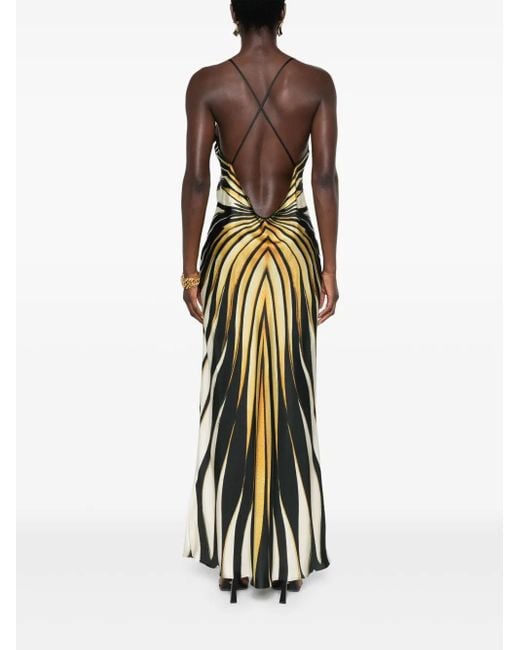 Roberto Cavalli Jurk Met Abstracte Print in het Metallic