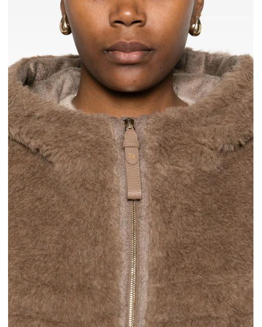 Max Mara Brown Hooded Zip-Up Jacket