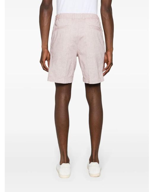 Boss Pink Drawstring Linen-Blend Shorts for men