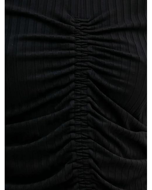 DKNY Blue Ribbed Gathered T-Shirt