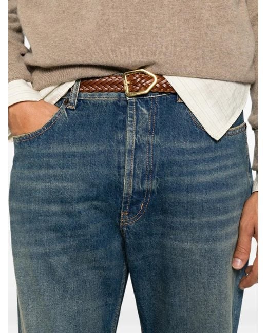 Saint Laurent Blue Belt-Loop Faded-Effect Jeans for men