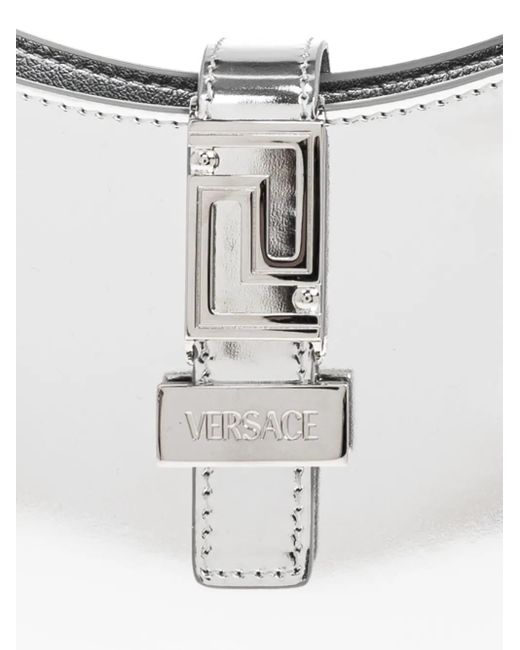 Versace White Greca Goddess Metallic Tote Bag