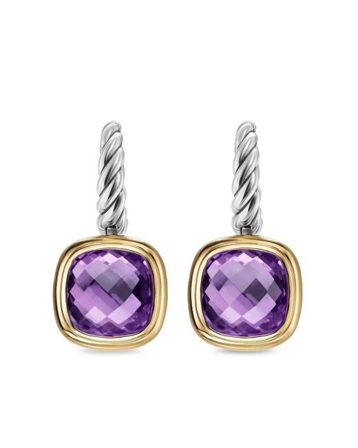 David Yurman Purple 18Kt And Sterling Albion Amethyst Drop Earrings
