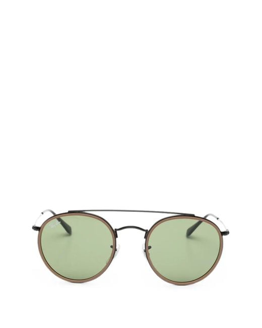Ray-Ban Green Double-Bridge Round-Frame Sunglasses