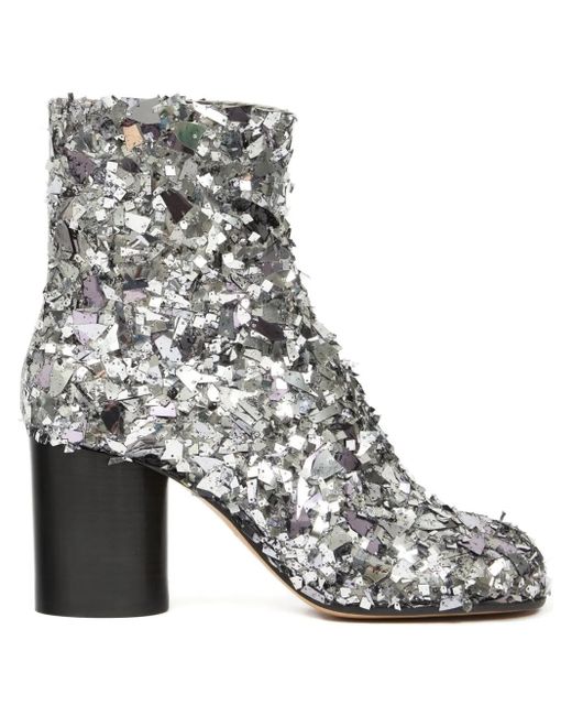 Maison Margiela Metallic Tabi Glitter-Embellished Ankle Boots