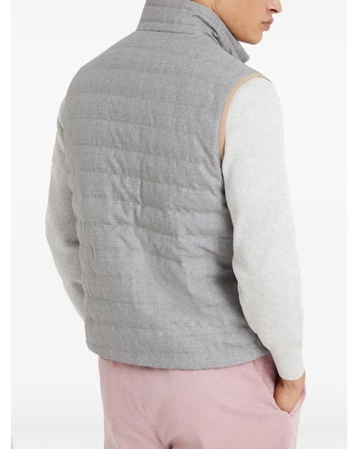 Brunello Cucinelli Gray Down Vest for men