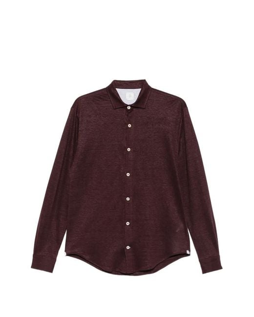Eleventy Purple Long-Sleeve Linen Shirt for men