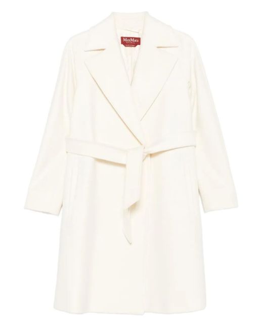 Abrigo cruzado con cinturón Max Mara de color White