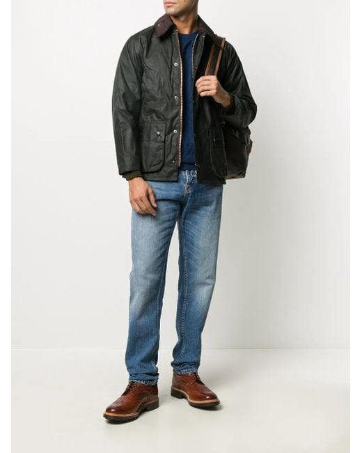 Barbour Black Cotton Bedale Jacket With Corduroy Collar for men