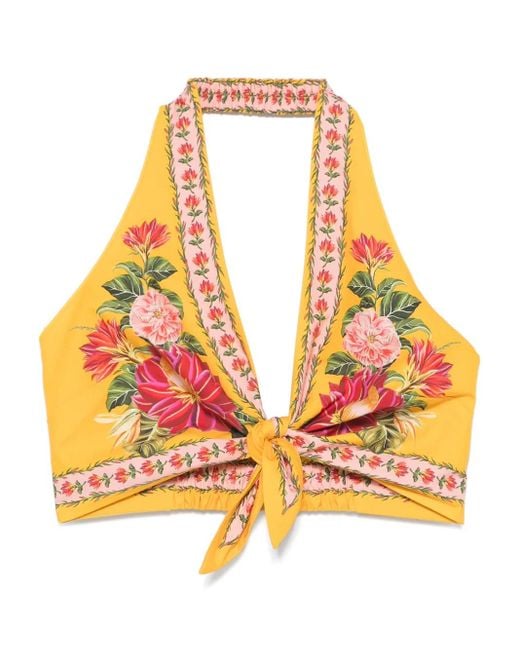 Farm Rio Orange Spring Awakening Top