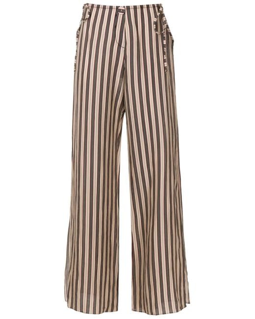 Amir Slama White Striped Wide-Leg Trousers