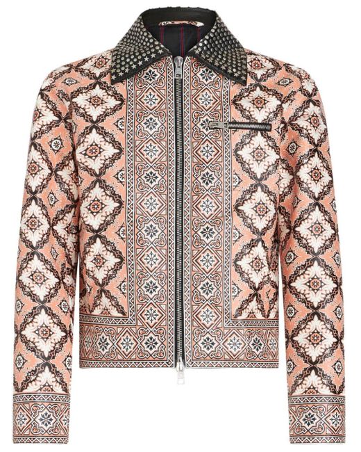 Etro Brown Studded Printed Shirt Jacket Printed Jacket With Studs for men