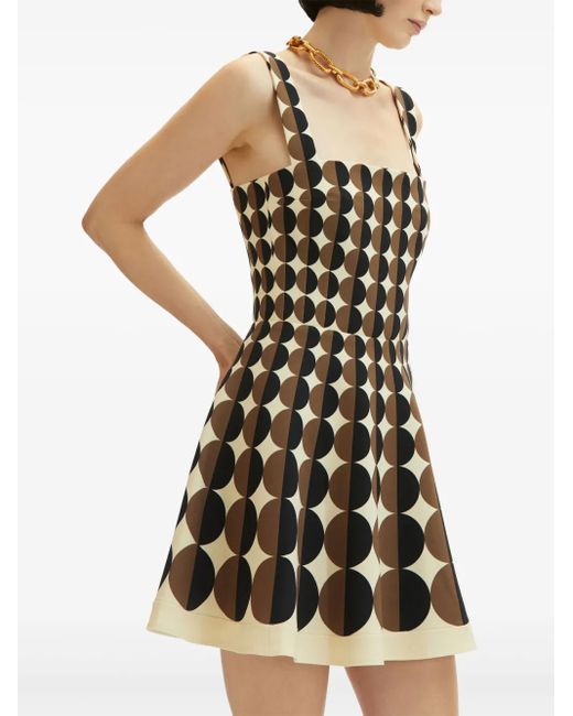 Oscar de la Renta Black Geometric Pattern Mini Dress