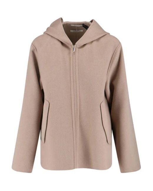 Max Mara Pink Hooded Zip-Front Jacket