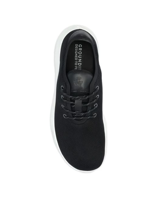 grounds Black Lace-Up Sneakers for men