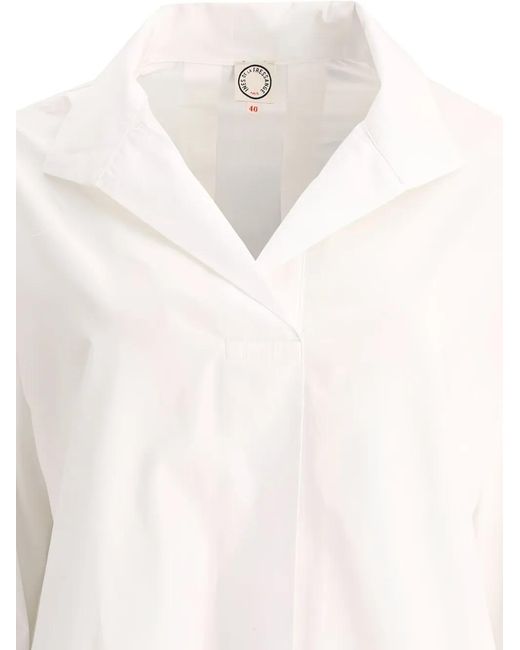 Ines De La Fressange Paris White Three-Quarter Sleeve Collared Shirt