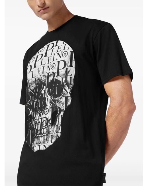 Philipp Plein Black Print Skull T-Shirt for men