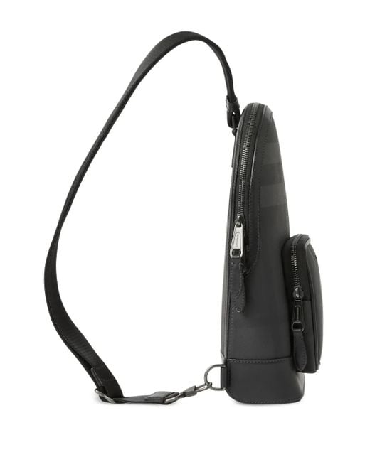 Burberry Black Check Sling Bag for men