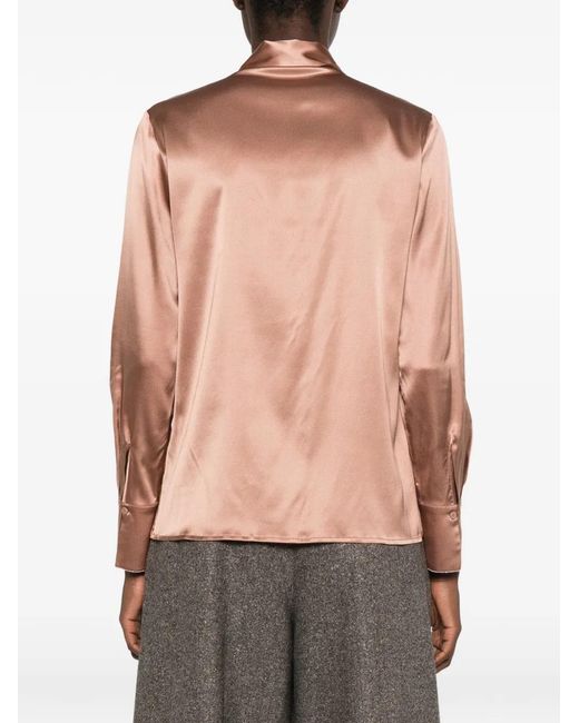 Peserico Pink Satin-Finish Long-Sleeve Shirt
