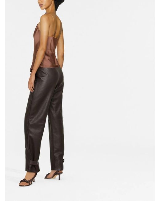 Helmut Lang Brown Asymmetric Draped Satin Top